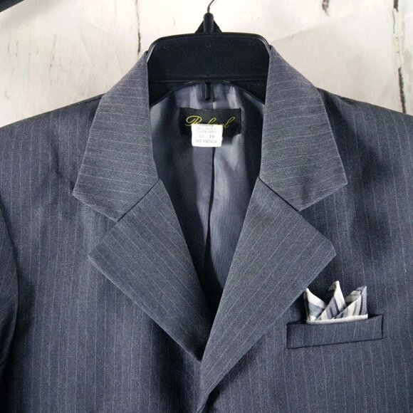 Rafael Womens Size 10 Gray Striped 3 Button Suit Blazer - Picture 4 of 9
